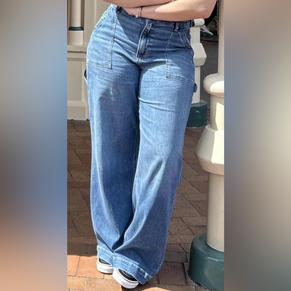 Dreamy Drape Stretch Curvy Super High-Waisted Baggy Wide Leg Jeans - Picture 11 of 15